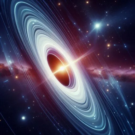 Ilustração conceitual de um buraco de minhoca, representando um túnel cósmico curvando o espaço-tempo e conectando duas regiões distantes do universo