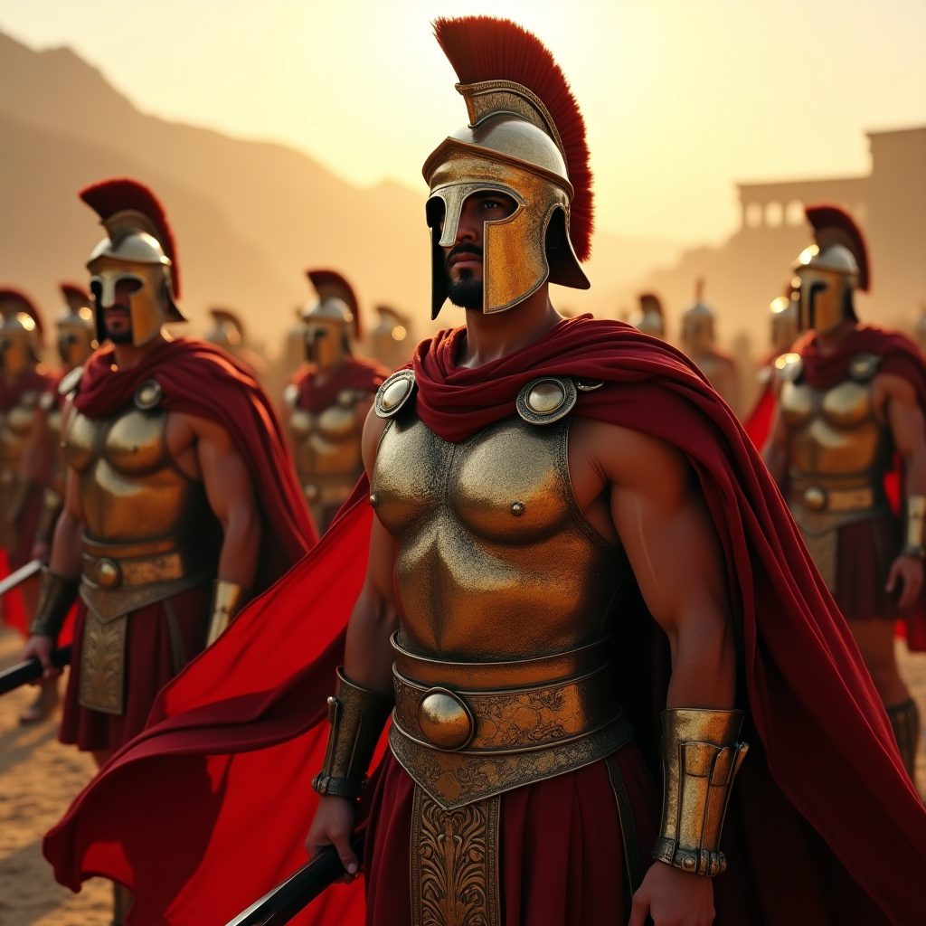 Guerreiros espartanos no campo de combate. Guerreiros espartanos no campo de combate.