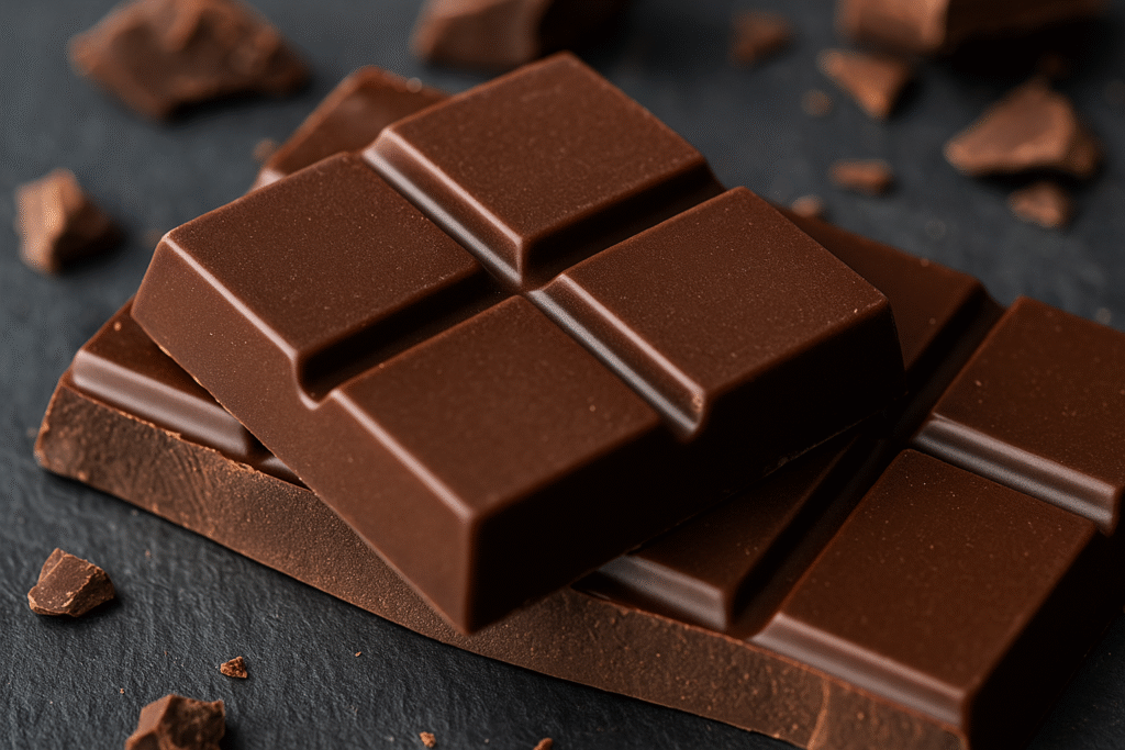 Barra de chocolate em foco Barra de chocolate em foco