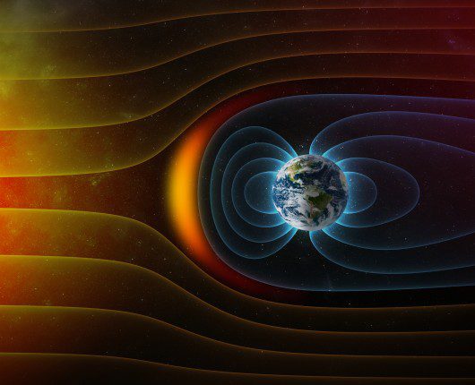 Ilustração da radiação cosmica que chega a terra Ilustração da radiação cosmica que chega a terra