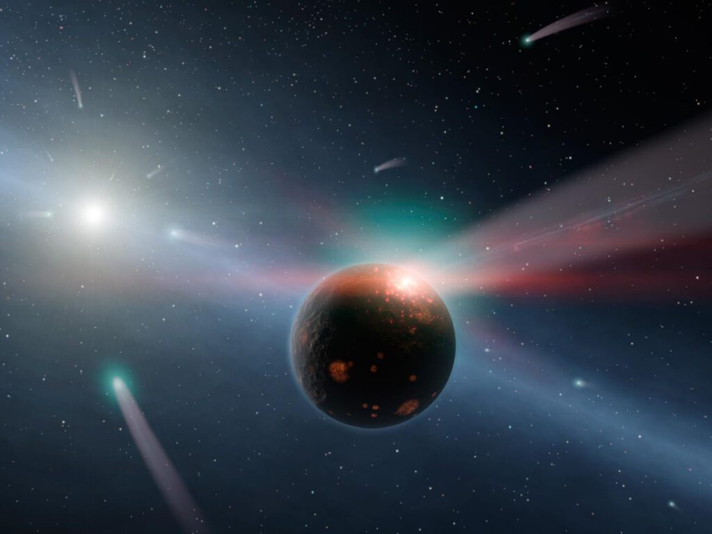 Ilustração de um exocometa Ilustração de um exocometa